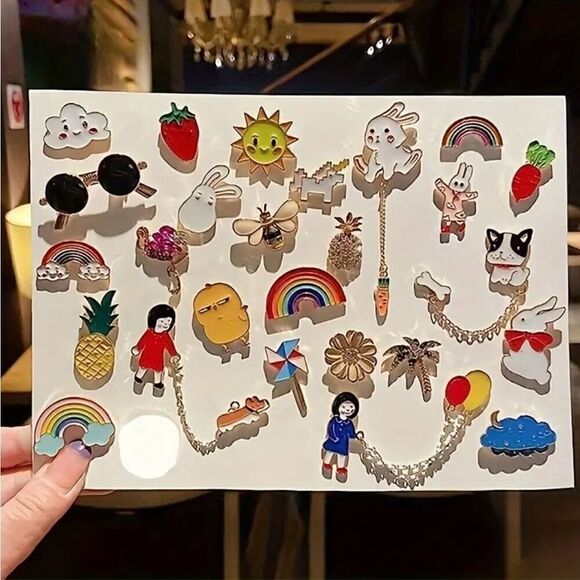 15 Piece Assorted Variety Enamel Pin Brooches Cute Cartoon Designs New - Picture 4 of 7